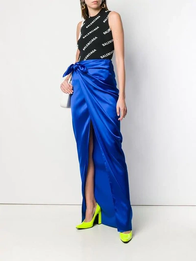 Shop Balenciaga Tie-waist Wrap Skirt In Blue