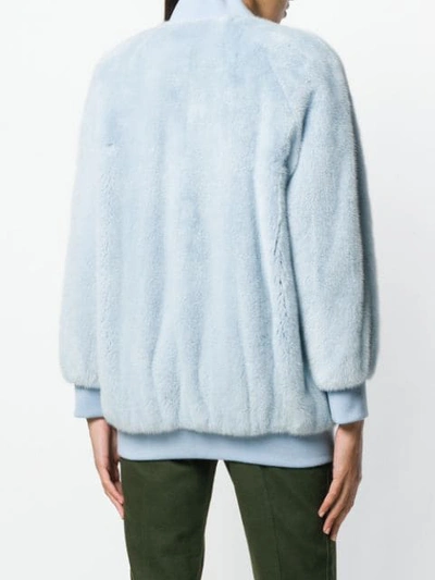 Shop Blancha Mink Fur Bomber Jacket In Blue