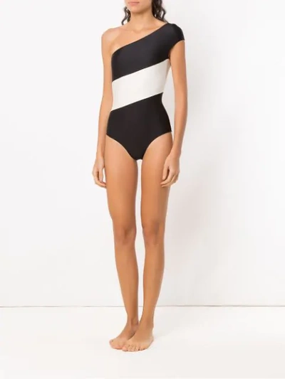 Shop Adriana Degreas One Shoulder Swimsuit In Black