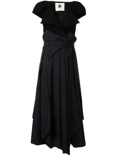 AGANOVICH BELTED LAYERED DRESS - 黑色