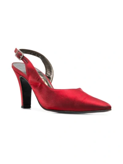 Pre-owned Ferragamo 2000's Slingback Pumps In Red