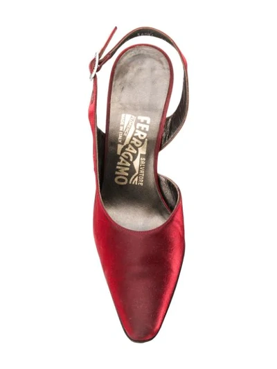 Pre-owned Ferragamo 2000's Slingback Pumps In Red