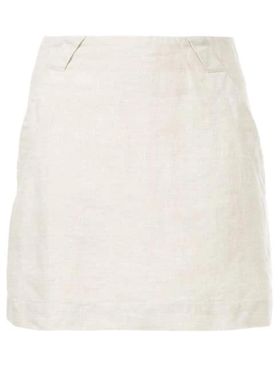 Shop Venroy High Waisted Mini Skirt In Neutrals