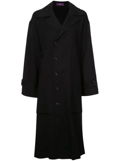 Shop Y's Double Breasted Coat - Black