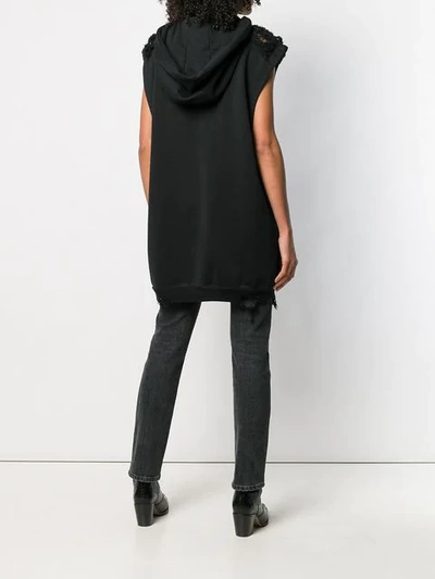 Shop Almaz Distressed Sleeveless Hoodie In Black