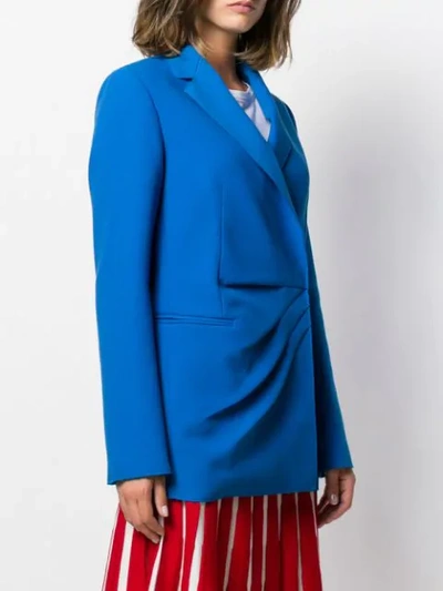 Shop Msgm Wrap Front Blazer In Blue