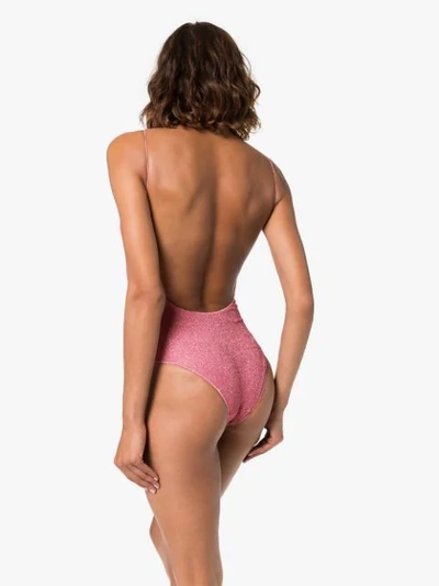 Oseree Shine Voila Rhinestone One-piece Swimsuit In Pink