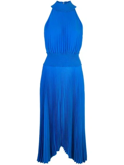 A.L.C. HALTER NECK PLEATED DRESS - 蓝色