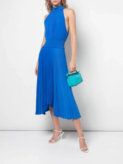 Shop A.l.c Halter Neck Pleated Dress In Adriatic