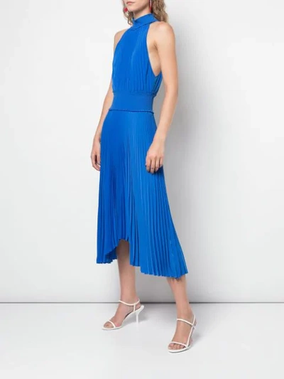 Shop A.l.c Halter Neck Pleated Dress In Adriatic