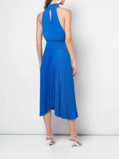 Shop A.l.c Halter Neck Pleated Dress In Adriatic