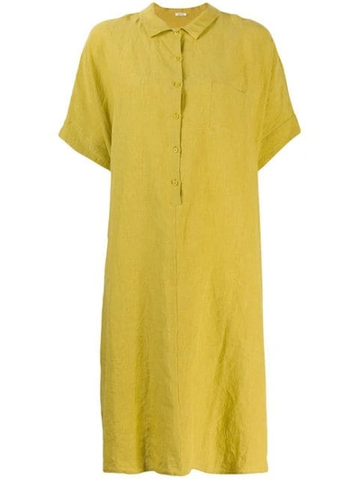 Shop Apuntob Oversized Henley Dress - Yellow