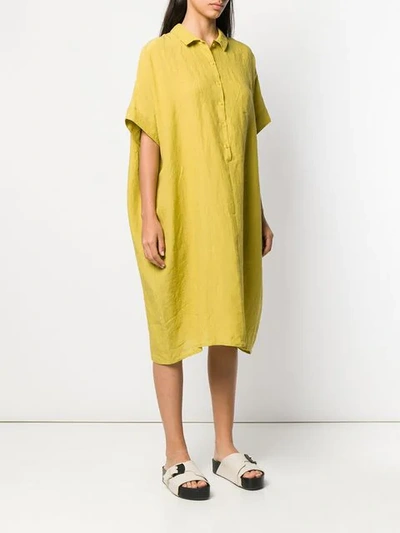 Shop Apuntob Oversized Henley Dress - Yellow