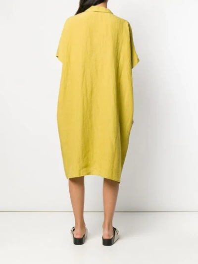 Shop Apuntob Oversized Henley Dress - Yellow