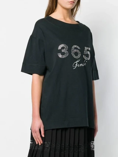 Pre-owned Fendi 1980's 365 Rhinestone T-shirt In Black