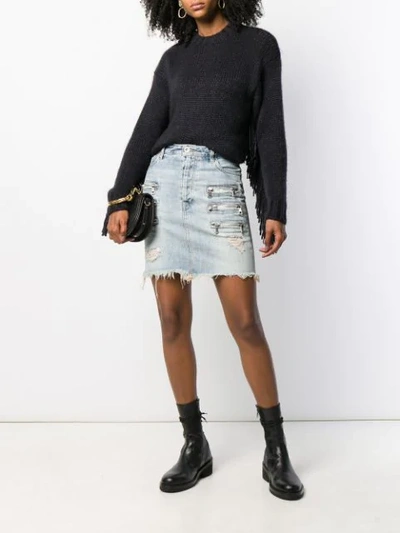 Shop Alanui Fringed Knitted Jumper In Black