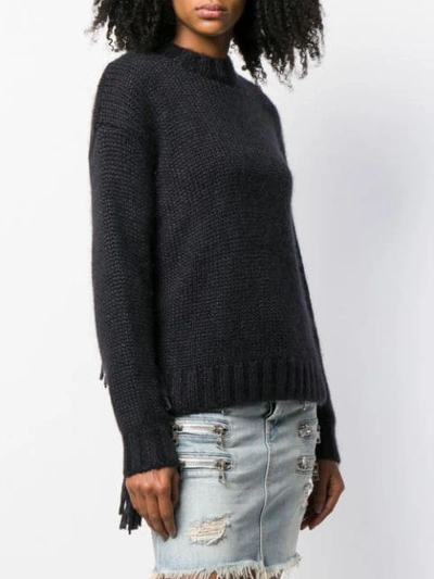 Shop Alanui Fringed Knitted Jumper In Black