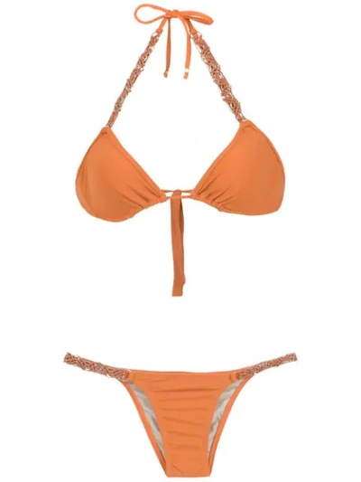 Shop Amir Slama Embellished Bikini Set In Laranja