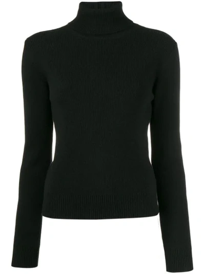 SAINT LAURENT CASHMERE RIBBED TURTLE NECK SWEATER - 黑色