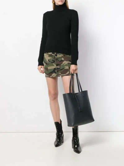Saint Laurent Sustainable Wool Sweater With Embroidered Monogram In Black