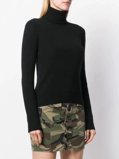 SAINT LAURENT CASHMERE RIBBED TURTLE NECK SWEATER - 黑色