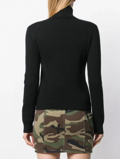 SAINT LAURENT CASHMERE RIBBED TURTLE NECK SWEATER - 黑色