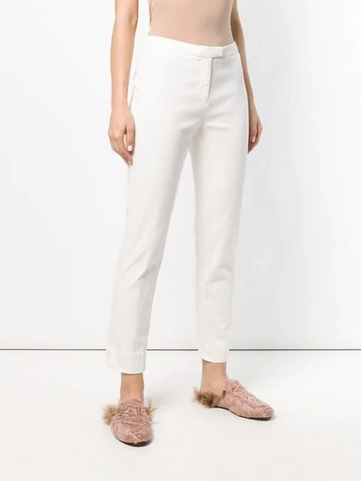 Shop Eleventy Slim-fit Trousers In White