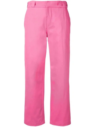 Shop Adaptation Cropped Straight Trousers In Pink