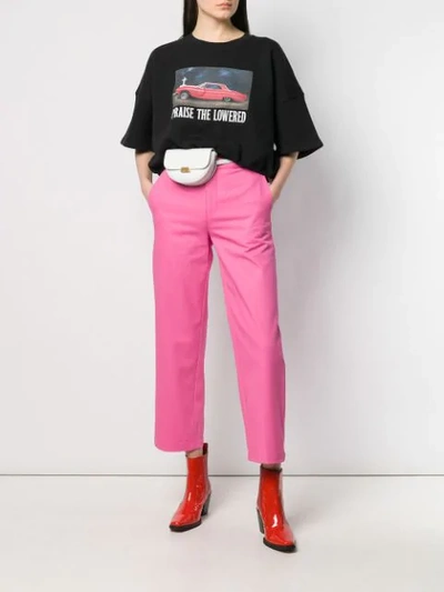 Shop Adaptation Cropped Straight Trousers In Pink