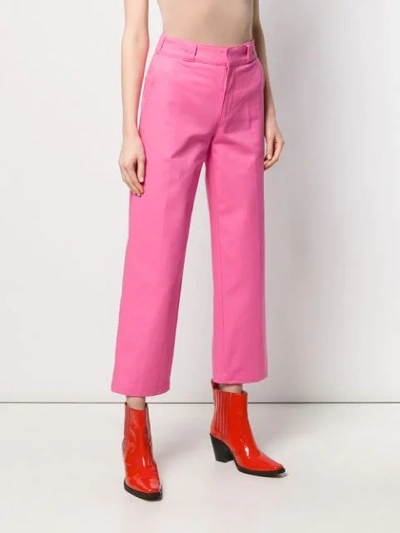 Shop Adaptation Cropped Straight Trousers In Pink