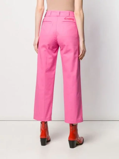 Shop Adaptation Cropped Straight Trousers In Pink