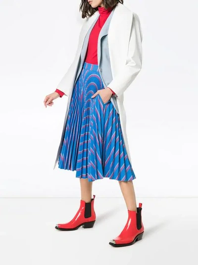 Shop Calvin Klein 205w39nyc Pleated Midi Skirt In Blue