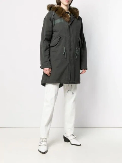 Shop Liska Fur-trim Hooded Parka In Grey