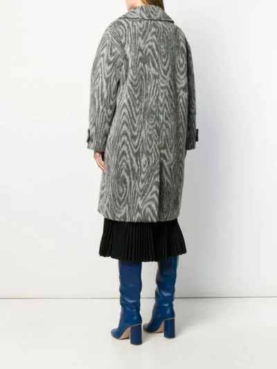 Shop Kenzo Zebra-print Double-breasted Coat In Grey