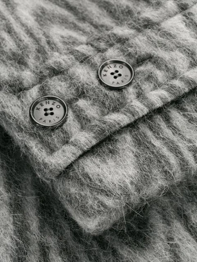 Shop Kenzo Zebra-print Double-breasted Coat In Grey