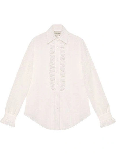 Shop Gucci Lace Shirt With Ruffles In 9166