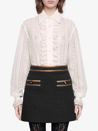Shop Gucci Lace Shirt With Ruffles In 9166