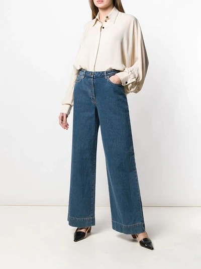 Shop The Row High Waisted Wide Leg Jeans In Blue