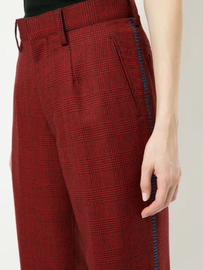 Shop Kolor Checked Flared Trousers In Red
