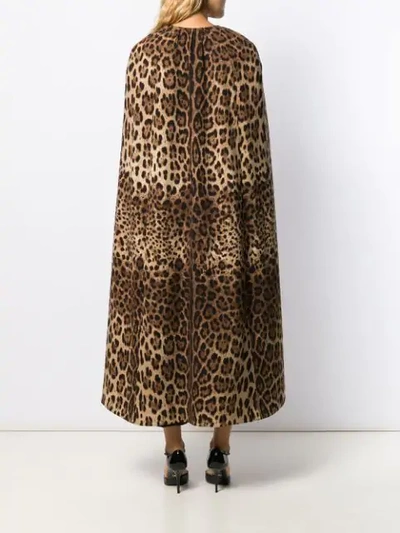 Shop Dolce & Gabbana Leopard Pattern Cape Coat In Brown