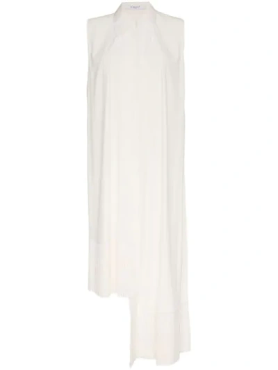 Shop Givenchy Fringe-trimmed Silk-crepe Top In White