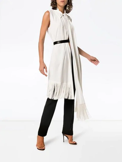 Givenchy Fringe-trimmed Silk-crepe Top In White