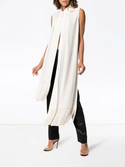 Givenchy Fringe-trimmed Silk-crepe Top In White