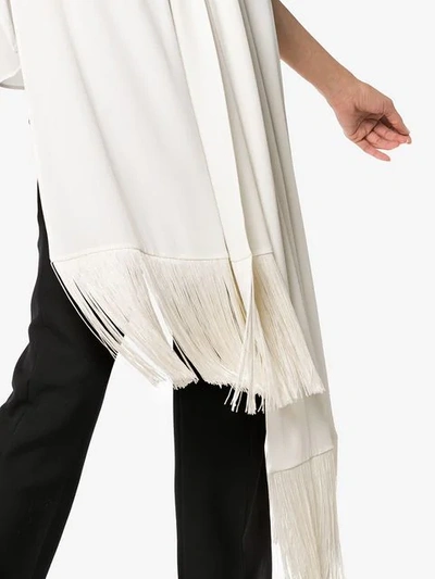 Shop Givenchy Fringe-trimmed Silk-crepe Top In White