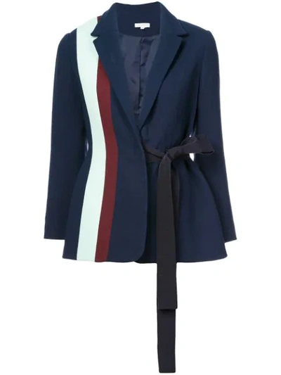 Shop Delpozo Striped Tie-waist Blazer In Blue