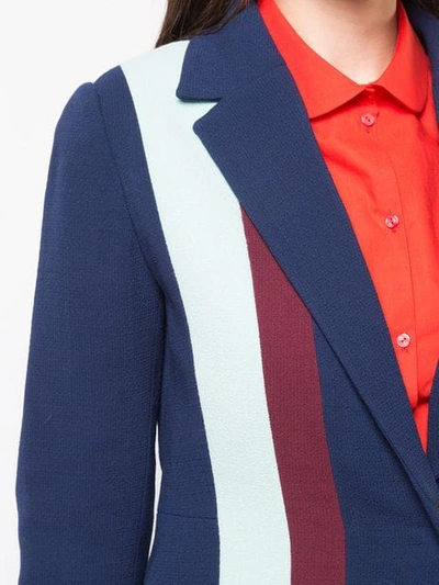 Shop Delpozo Striped Tie-waist Blazer In Blue