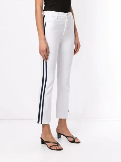 Shop Mother Striped Cropped Jeans In White