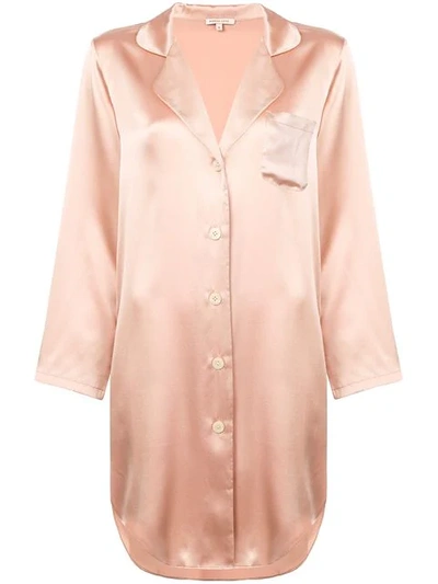 Shop Morgan Lane Jillian Silk Shirt Dress In Pink