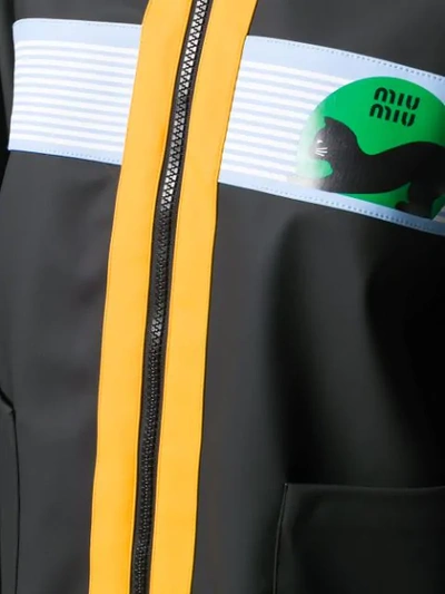 Shop Miu Miu Contrast Zip Jacket In Black