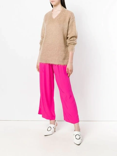 Shop Miu Miu Knitted Jumper In F0040 Camel Brown